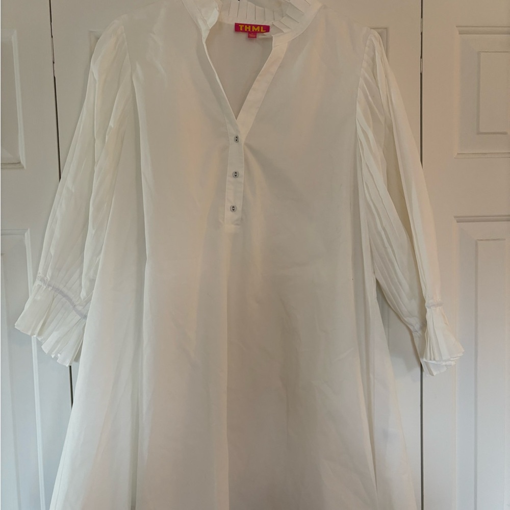 White Button-Down Tunic Dress